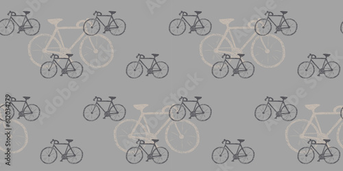Doodle style seamless pattern with bicycles