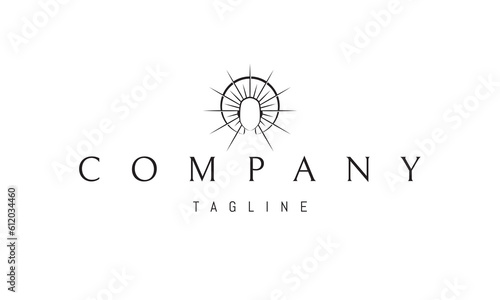 Vector logo on which an abstract image of a luminous silhouette of a head personifies enlightenment.