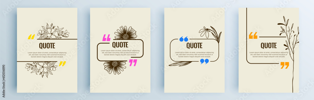Quote frames blank templates set. Text in brackets, citation empty ...