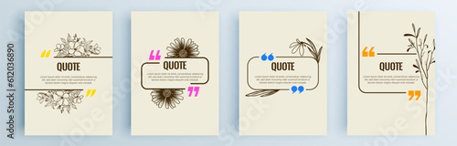 Quote frames blank templates set. Text in brackets, citation empty speech bubbles, quote bubbles. Textbox isolated on color background. Vector illustration.