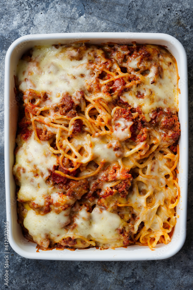 cheesy baked spaghetti bolognese
