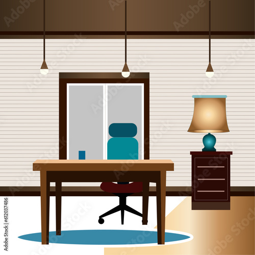 Office desk illustration vector