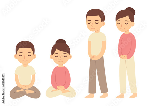 Man and woman sitting and walking meditation