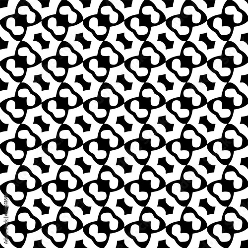  Background with abstract shapes. Black and white texture. Seamless monochrome repeating pattern for decor, fabric, cloth. 