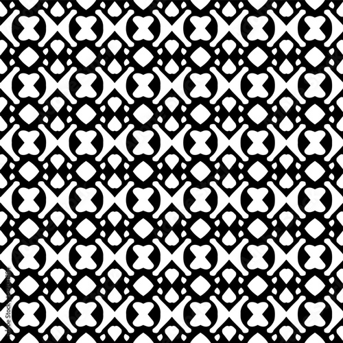  Background with abstract shapes. Black and white texture. Seamless monochrome repeating pattern for decor, fabric, cloth. 