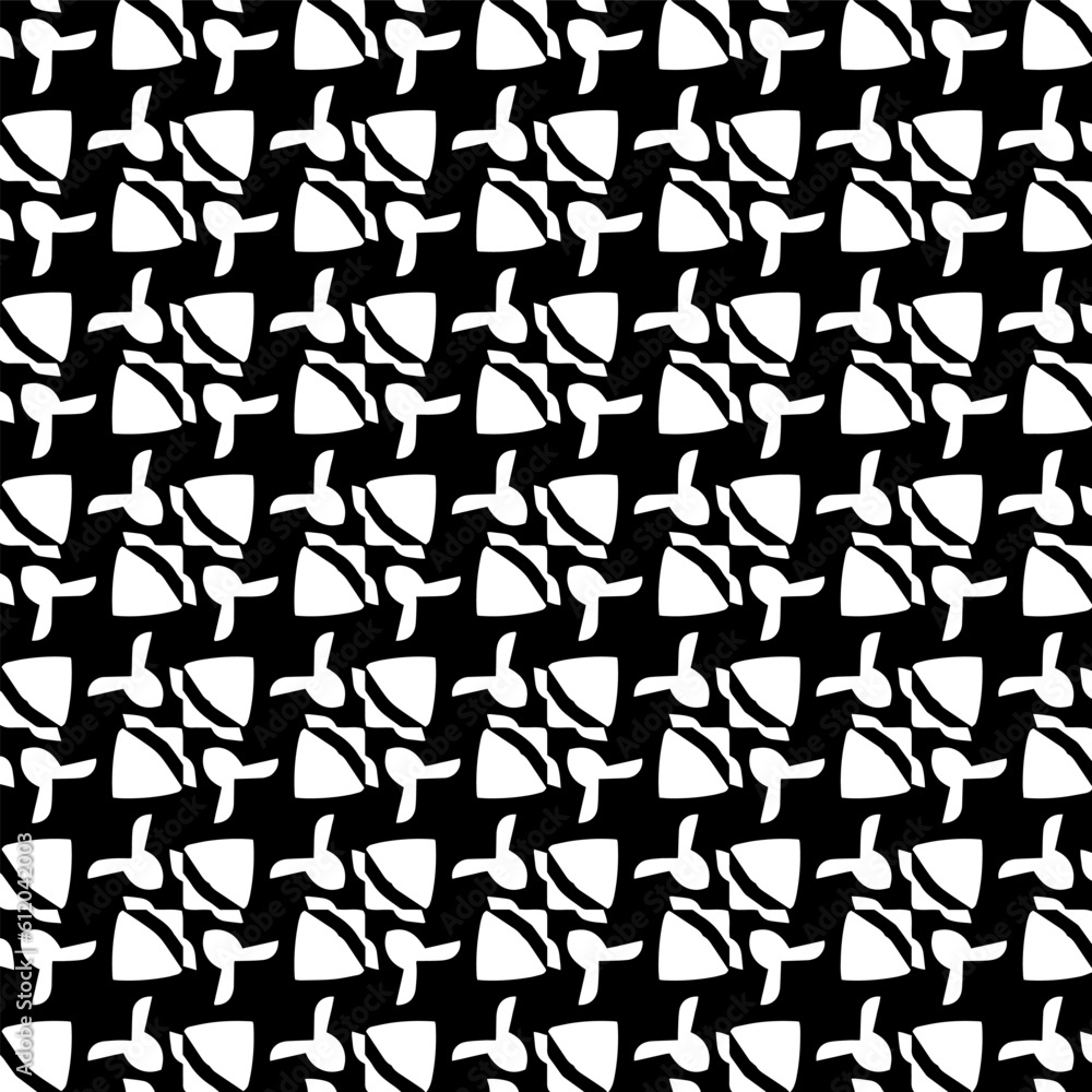 Background with abstract shapes. Black and white texture. Seamless monochrome repeating pattern for decor, fabric, cloth. Background with abstract shapes. Black and white texture. Seamless monochrome repeating pattern for decor, fabric, cloth.