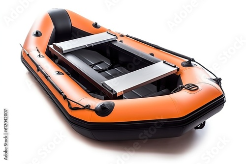 Rubber water inflatable boat on a white background. Generative ai.