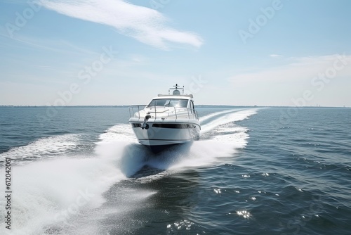 High-speed sea yacht, travel by sea. Generative ai. © Iryna
