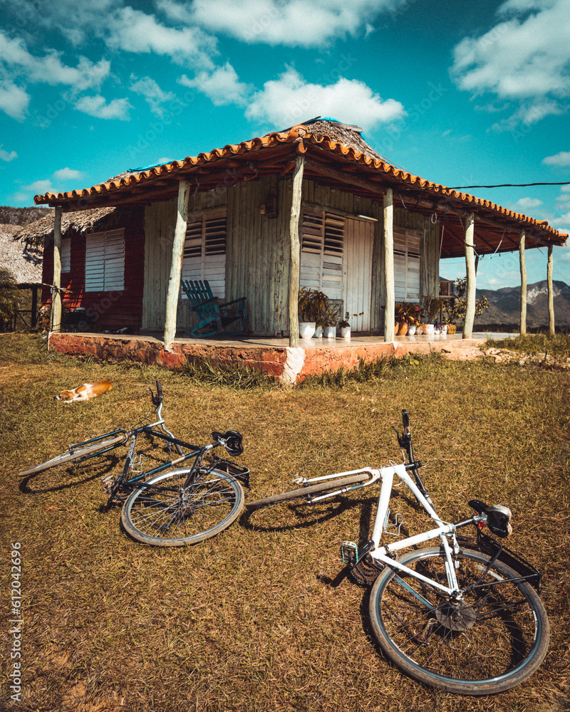Bikes in front of a typical cuban farmer's house in Viñales Bikes in front of a typical cuban farmer's house in Viñales