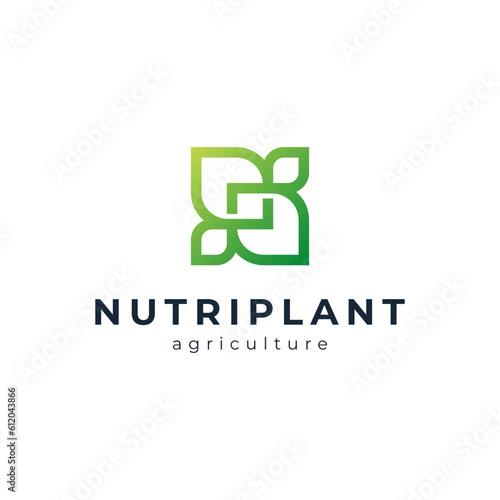 letter N with leaf for plant nutrition and agriculture logo design