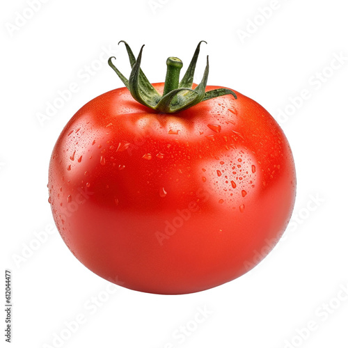 Red tomato isolated on transparent background, created with generative AI