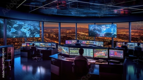 Network Operations Center: Managing a Vast Network Infrastructure in a Captivating Visual Scene