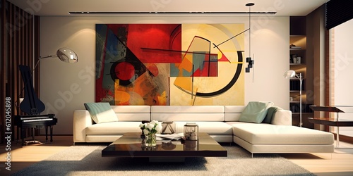 what if a painter had designed the internal design of your apartment? modern Living room interior design Wassily Kandinsky style