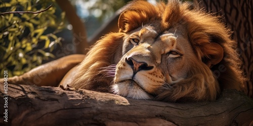 A lion or tiger lazing in its natural habitat  exuding an aura of undisputed royalty  concept of Natural serenity  created with Generative AI technology