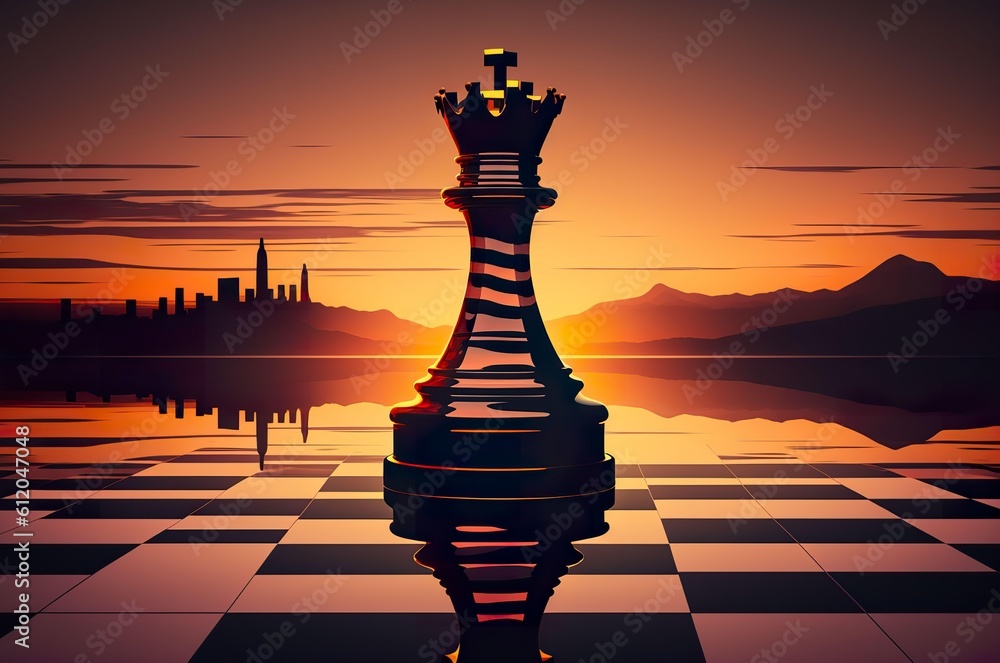 King chess piece with panoramic background