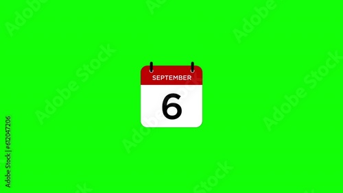 September month calendar animation with green screen