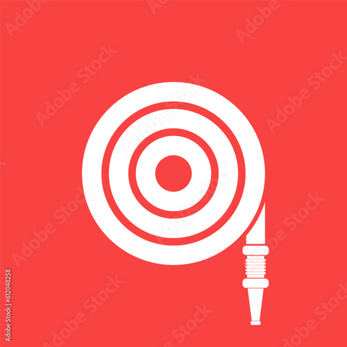 Fire hose reel icon on red background