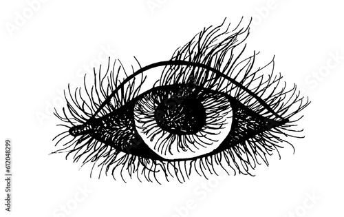 Tattoo eye, hairy, all-seeing, mystery, symbol, sign, prophecy, marine, underwater, coral, polyp