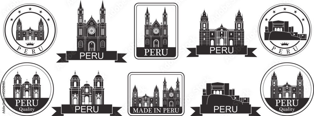 Peru set. Isolated Peru on white background Peru set. Isolated Peru on white background