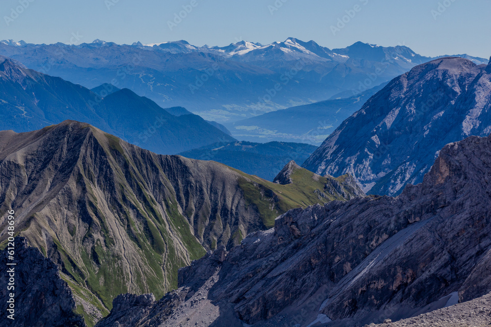 View of mountains from Zugspitze, Germany