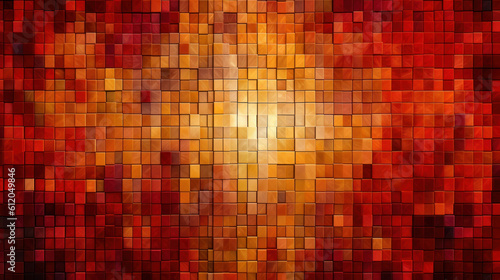 Elegant Symmetry  Abstract Rectangular Mosaic with Dark Red to Gold Color Gradient. Generative AI