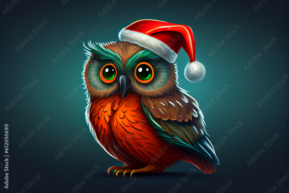 Cute Owl Illustration for Christmas: Festive and Adorable Design
