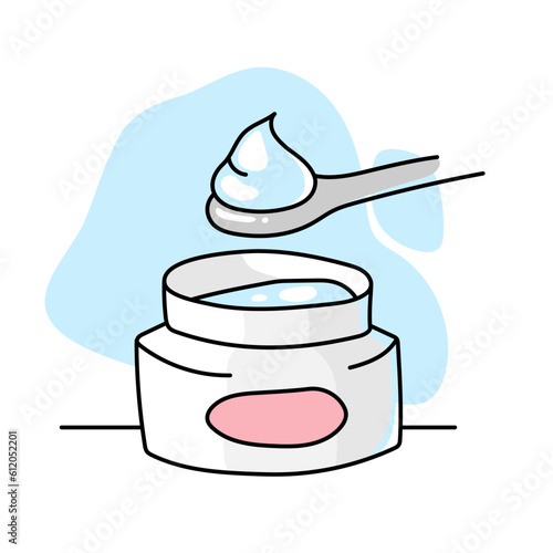 Jar of face cream with gel texture. Cosmetic skin care. Vector illustration