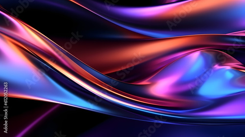Blue and purple wavy silk or satin texture abstract background Generative AI
