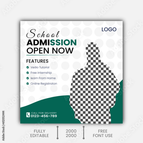 School admission social media post banner design. back to school social media post banner design   Back to school admission promotion social media post banner template. 