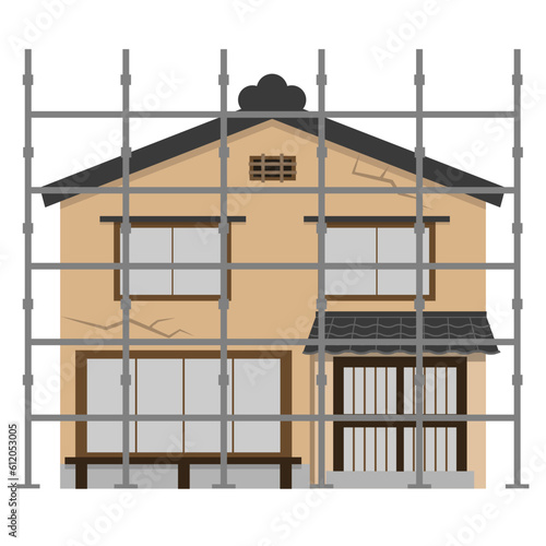 和風の一戸建て16・足場