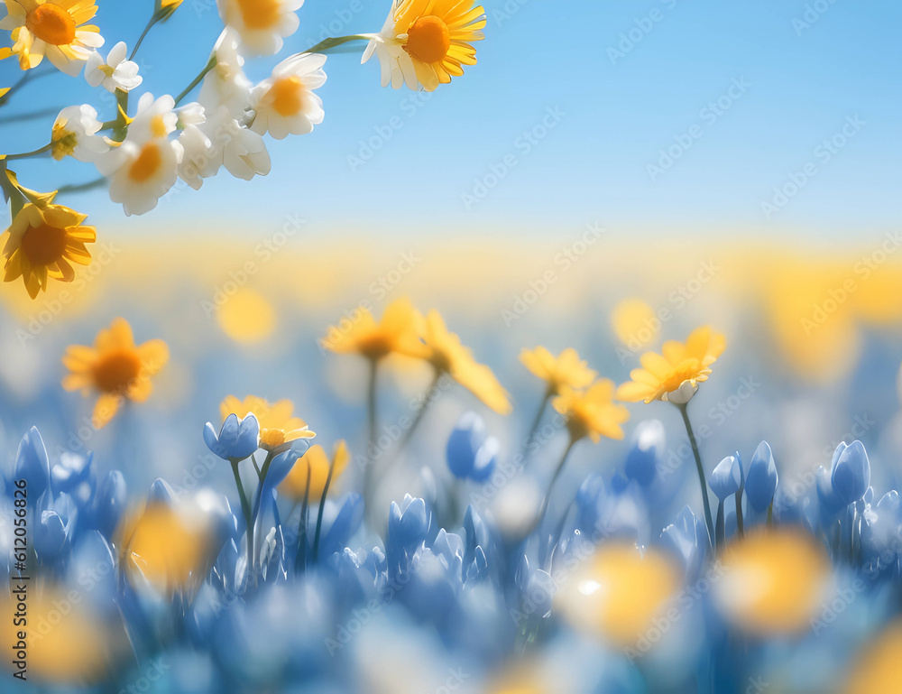 A fresh spring blue sunny sky background