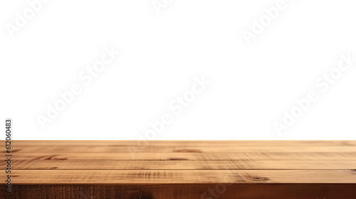 a front view of a dark brown, empty wooden table with transparent background, serving as a blank wood table mockup, Ai generative
 photo