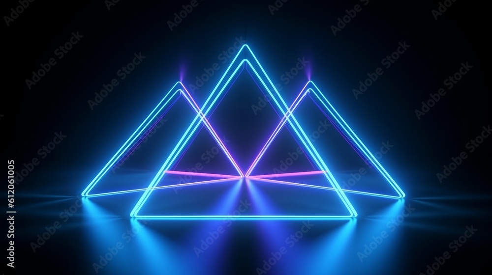 3d render, neon lights, abstract background, glowing lines, virtual reality, blue triangular arch, ultraviolet, infrared, spectrum vibrant colors, laser, Generative AI 3d render, neon lights, abstract background, glowing lines, virtual reality, blue triangular arch, ultraviolet, infrared, spectrum vibrant colors, laser, Generative AI