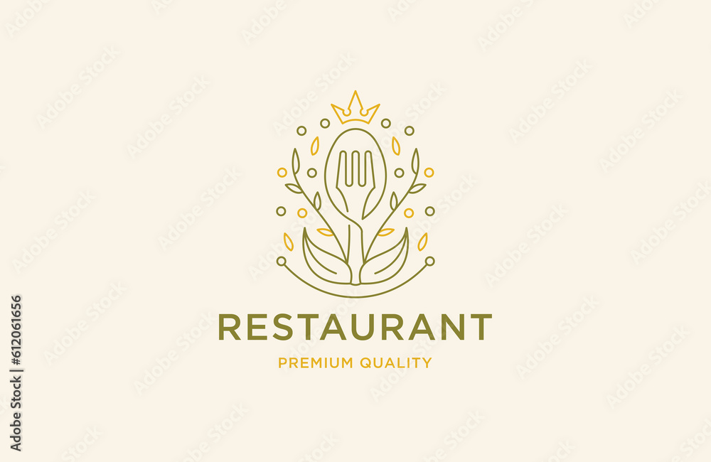 Nature spoon and fork logo icon design template flat vector Nature spoon and fork logo icon design template flat vector