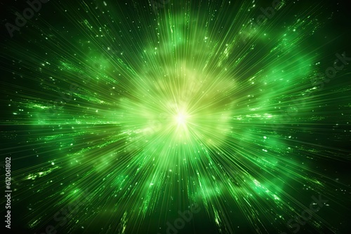 Mysterious Green Flare in a Dark Fantasy Background. Disco Glowing Light Ideal for Your Next Project: Generative AI