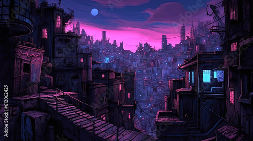 Background cities purple