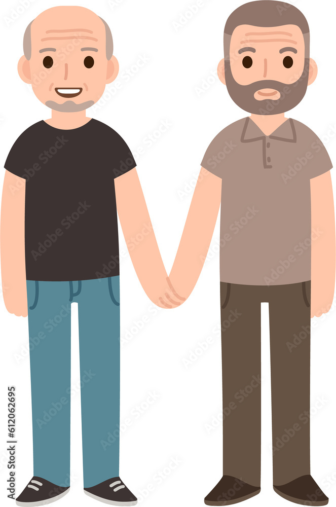 Cute cartoon senior gay men couple Cute cartoon senior gay men couple