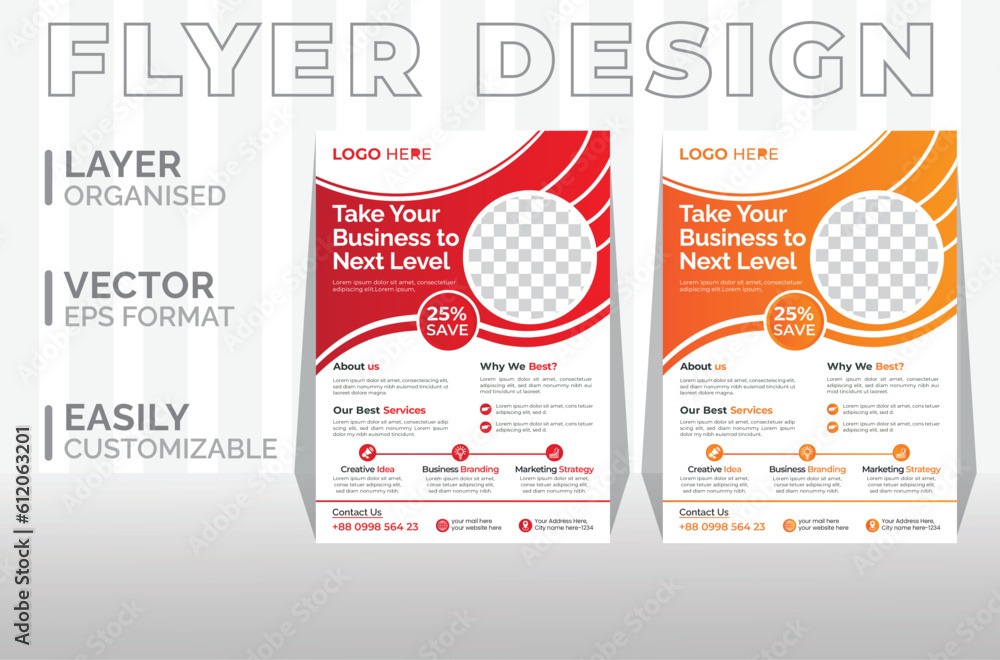 Fototapeta premium Corporate business flyer template, Modern digital marketing agency flyer template, Creative business flyer or poster design template, Brochure flyer business template for layout.