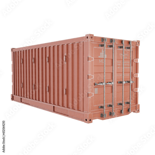 Red Delivery Cargo Container. Shipping Container. Realistic 3D Render. Cut Out.