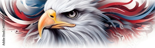 American focus eagle minimal American flag watercolor