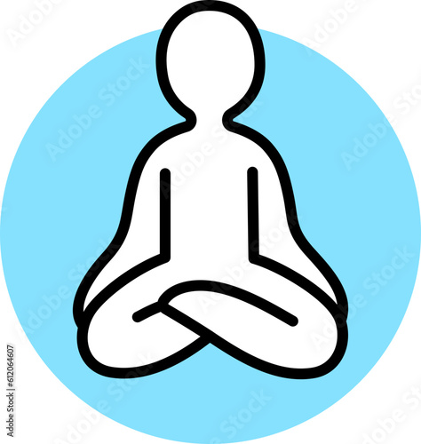 Cartoon doodle yoga or meditation icon, Half Lotus pose