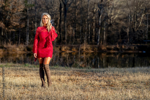 Gorgeous Blonde Model Posing Outdoors © Grindstone Media Grp