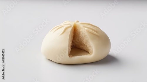 Single steamed bao bun isolated