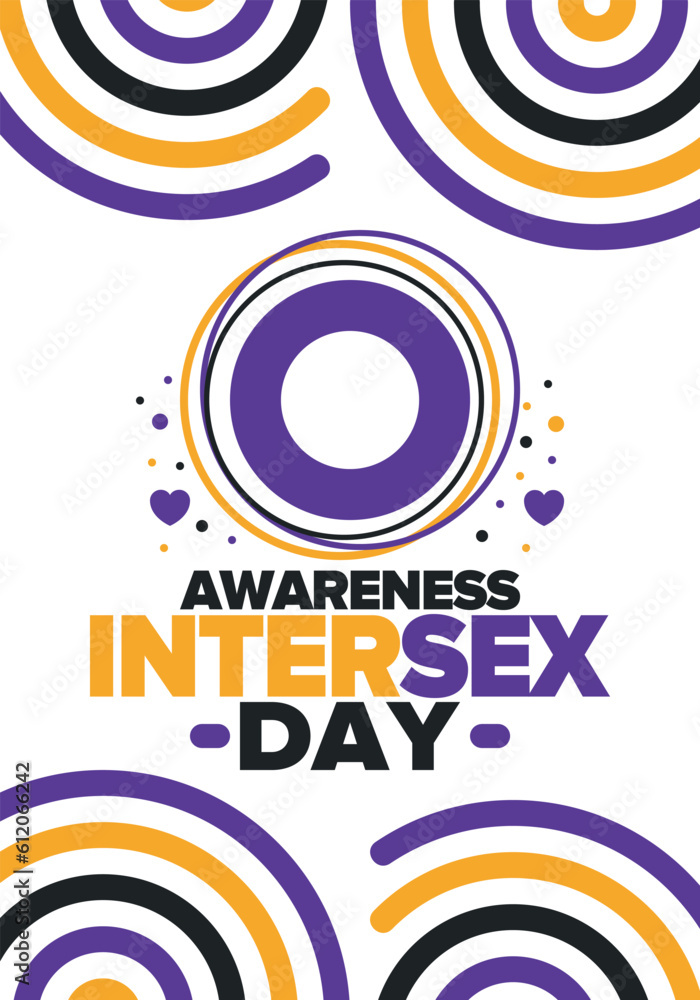 Fototapeta premium Intersex Awareness Day. Human Rights. Internationally observed event. Celebrate annual in October 26. Intersex people community. Freedom and solidarity. Poster, card, banner and background. Vector