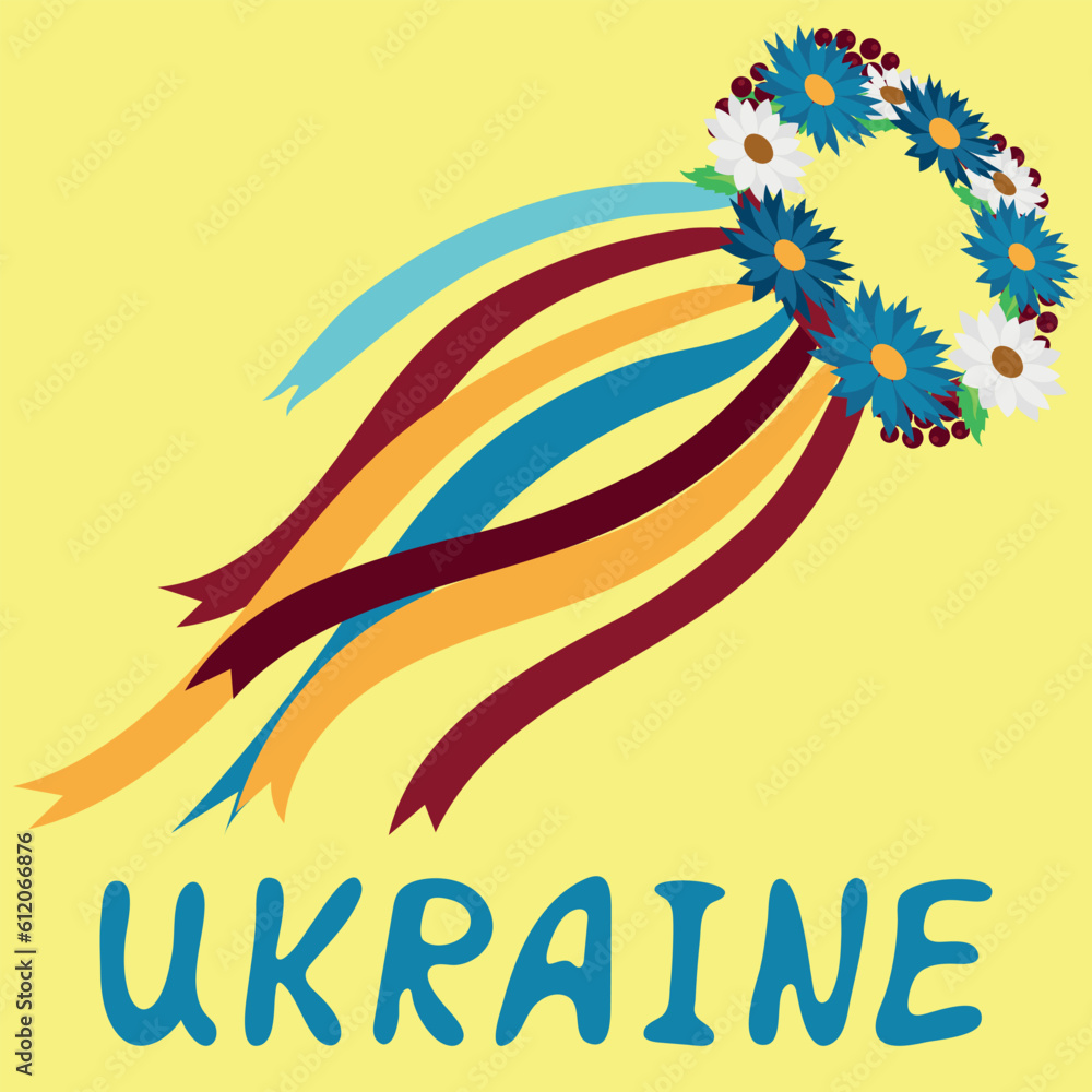 Illustration with a national Ukrainian headdress
