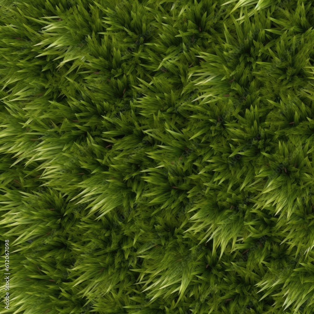 close up of green pine needles gras texture