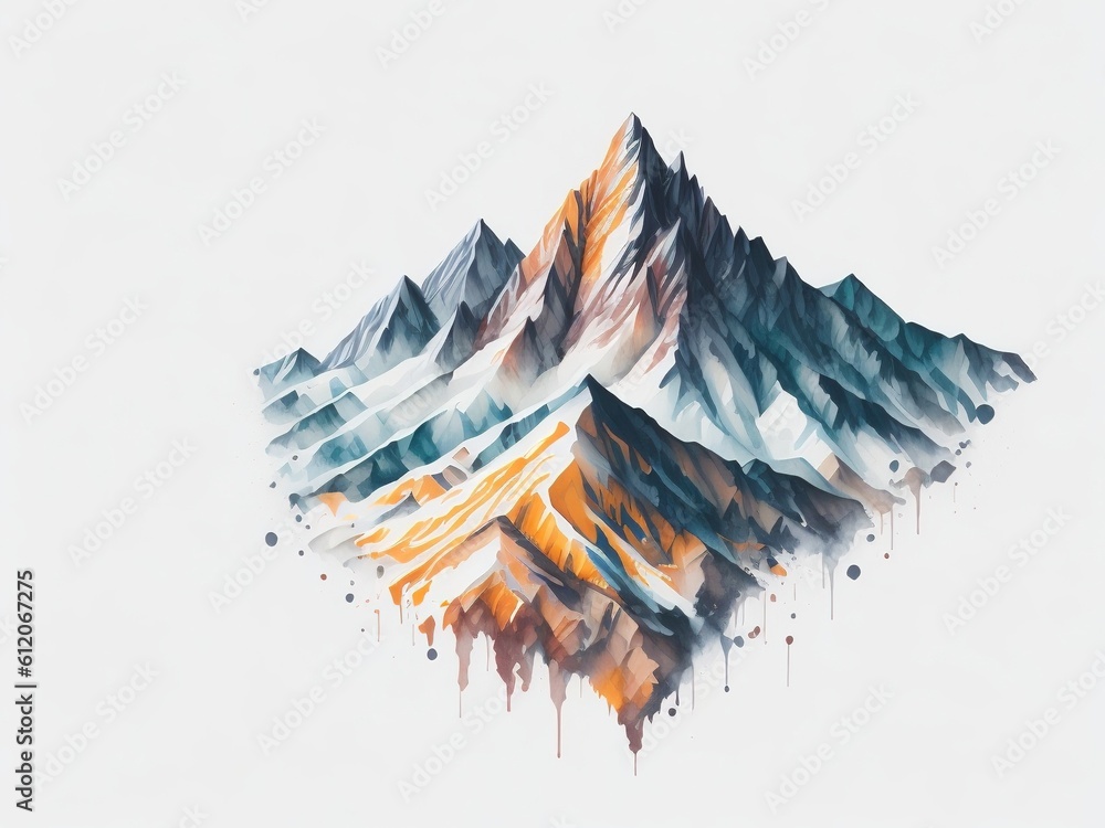 Water color Mountain illustration clip art generated by AI technology