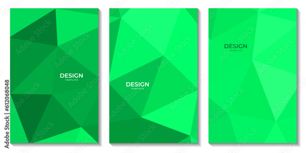 set of flyers abstract triangles green background. vector illustration.