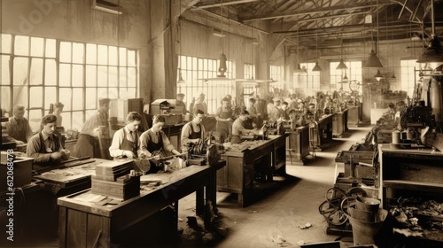 people at work old photo 1940 vintage sepia