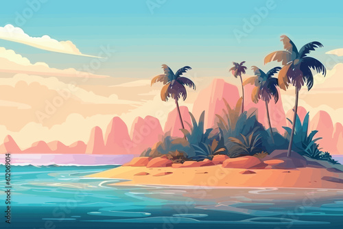 tropical landscape with palm trees © STF Design 